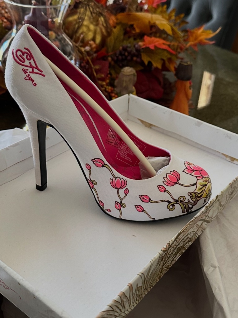 Ed Hardy Floral Platform Heels Size 7